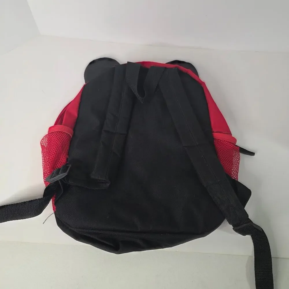 Disney Mickey Mouse Kids Backpack Red Black 3D Ears Fast Forward School Bag
